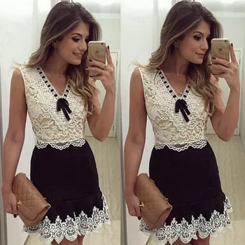 v neck lace bodycon dress