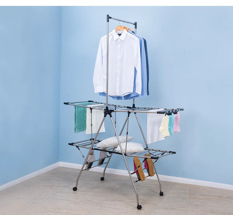 Double Pole Telescopic Iron Clothes Rail Rack Buy Metal Drying Rack,Iron Clothes Rail,Double