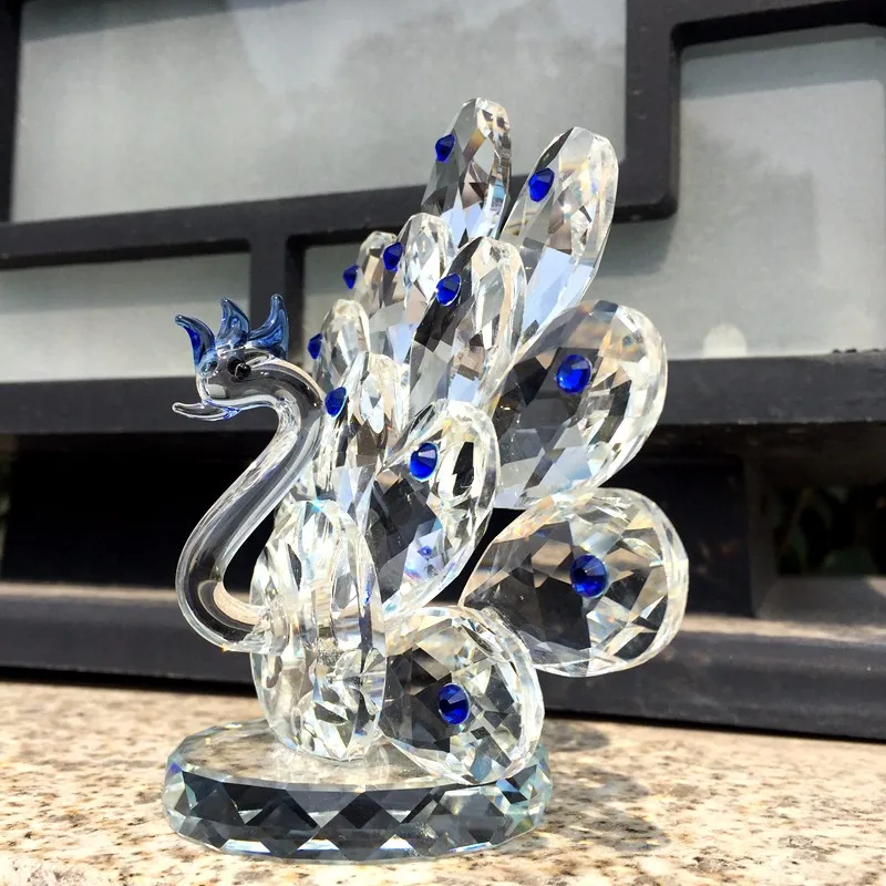 Optical Clear High Quality Creative Crystal Peacock Figurine For