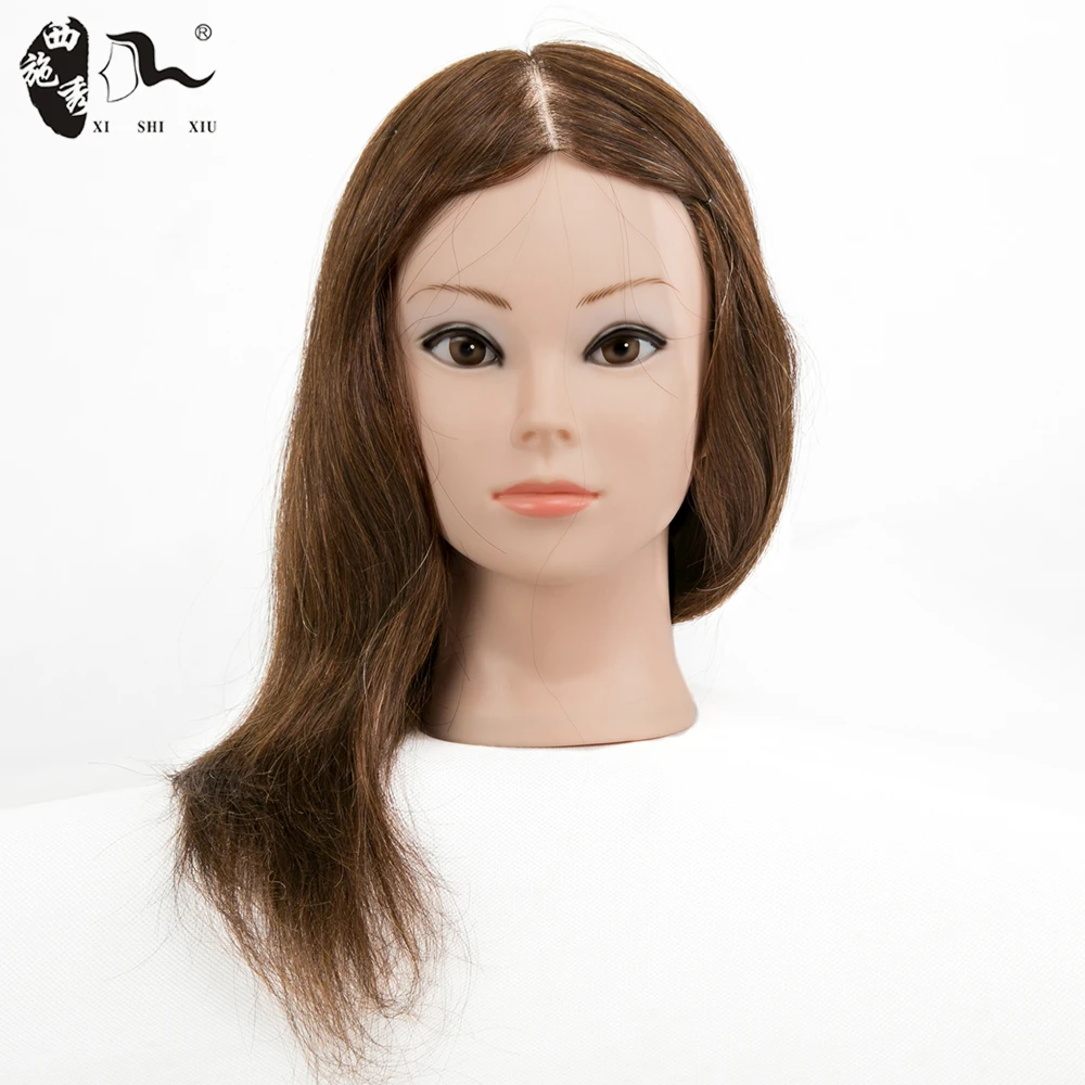 Free Shipping 100 Human Hair Mannequin Training Head 16inch Brown