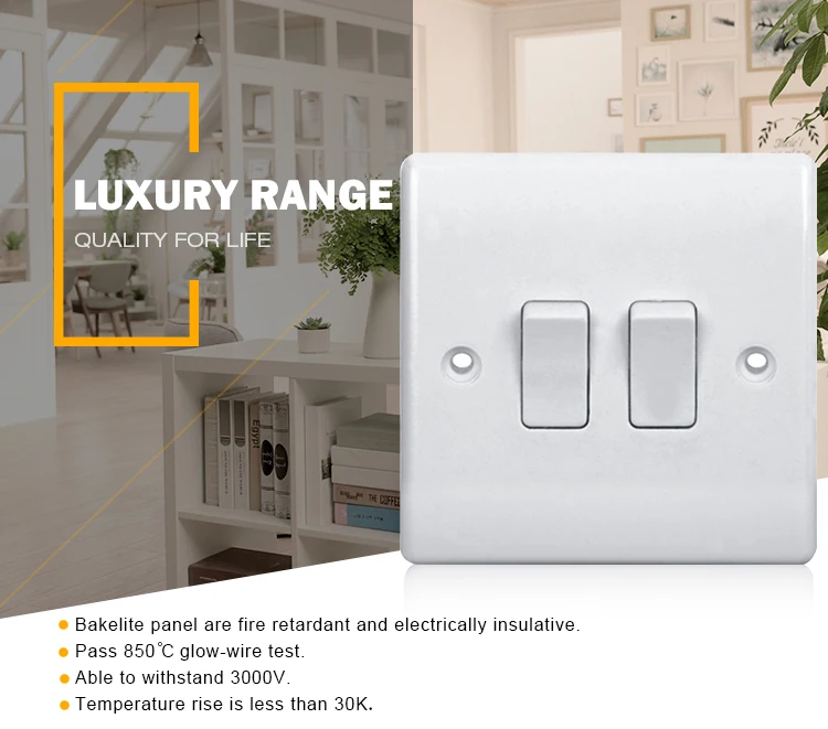 White British Standard 10amp Electric Light Switch Cover 1 Gang Switch