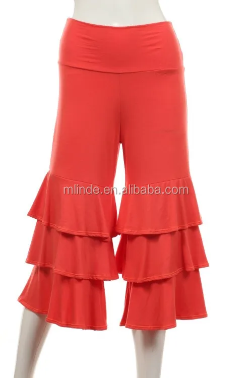 wide leg ruffle pants