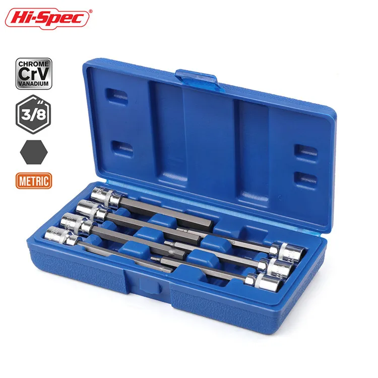 Hi-spec 7pc 3/8 Extra Long Hex Bit Socket Set For Torque Socket Wrench ...