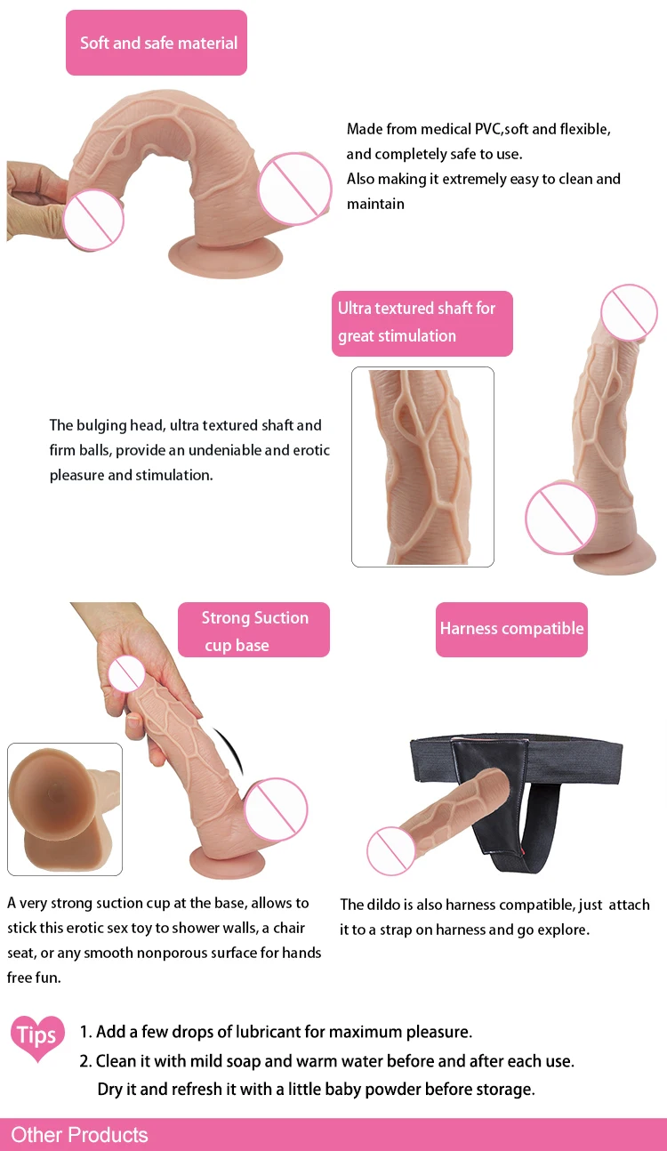 Cheap and Good Quality 7.7 Inch Penis Sex Toy Flexible Silicone Realistic Dildo with Balls and Suction Cup for Women
