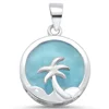 925 Sterling Silver Larimar Coconut Palm Tree Pendant