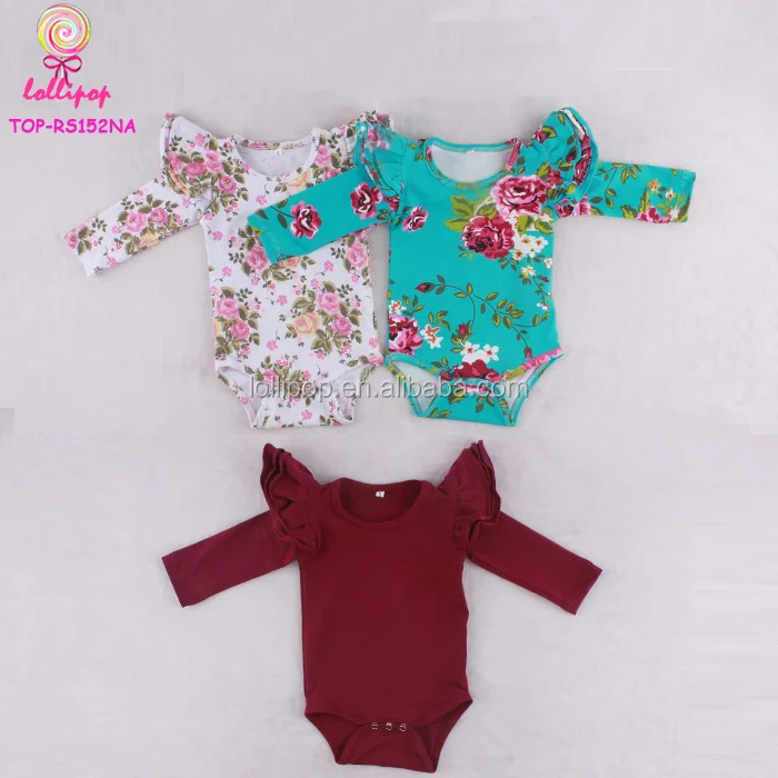 KN nouveau-né Bébé Filles à Manches Longues Volants Tops solides T-Shirts Vêtements