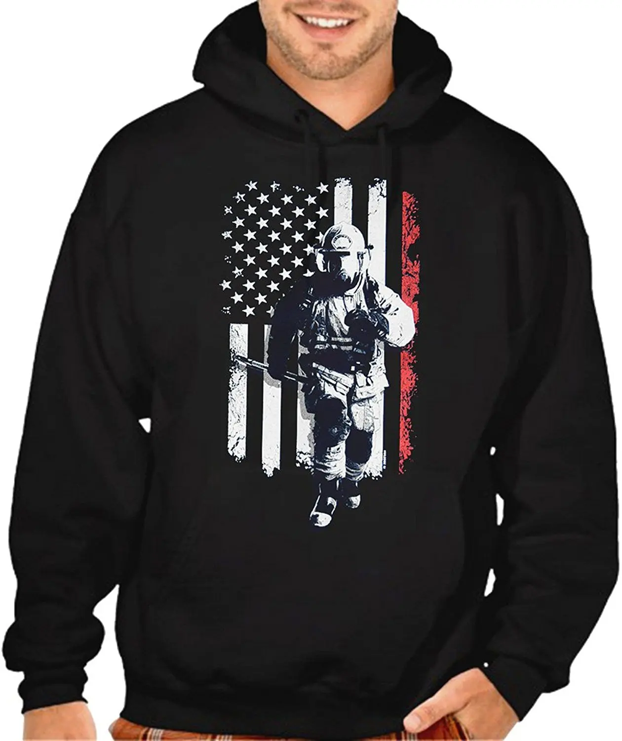 Interstate Apparel Mens Firefighter Cat Black//Camo Raglan Baseball Sweatshirt Black
