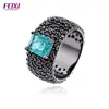 exterior black stone cladding silver gold plated black rings for men stone