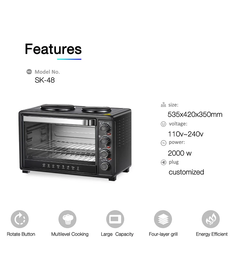45l Toaster Oven With Hot Plate Portable Large Table Benchtop Home
