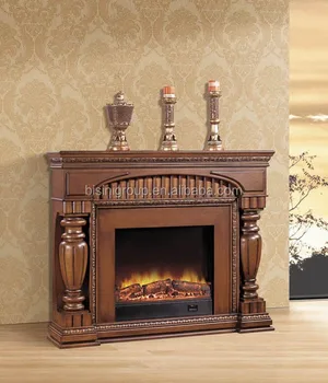 Vintage Decor Flame Log Insert 3 Sided Electric Fireplace For Home