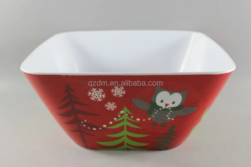 10inch Christmas Melamine Salad Bowl Square Bowl