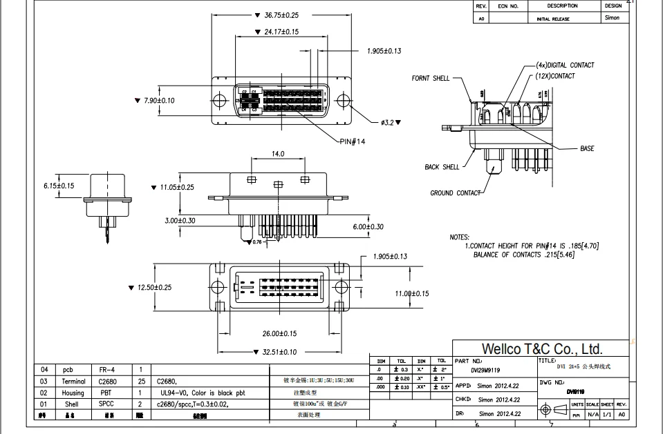 Right Angle Dvi 25+4 Male Interface Socket Connector Buy Dvi