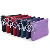 Genuine cow leather key ring zero purse leather mini coin wallet