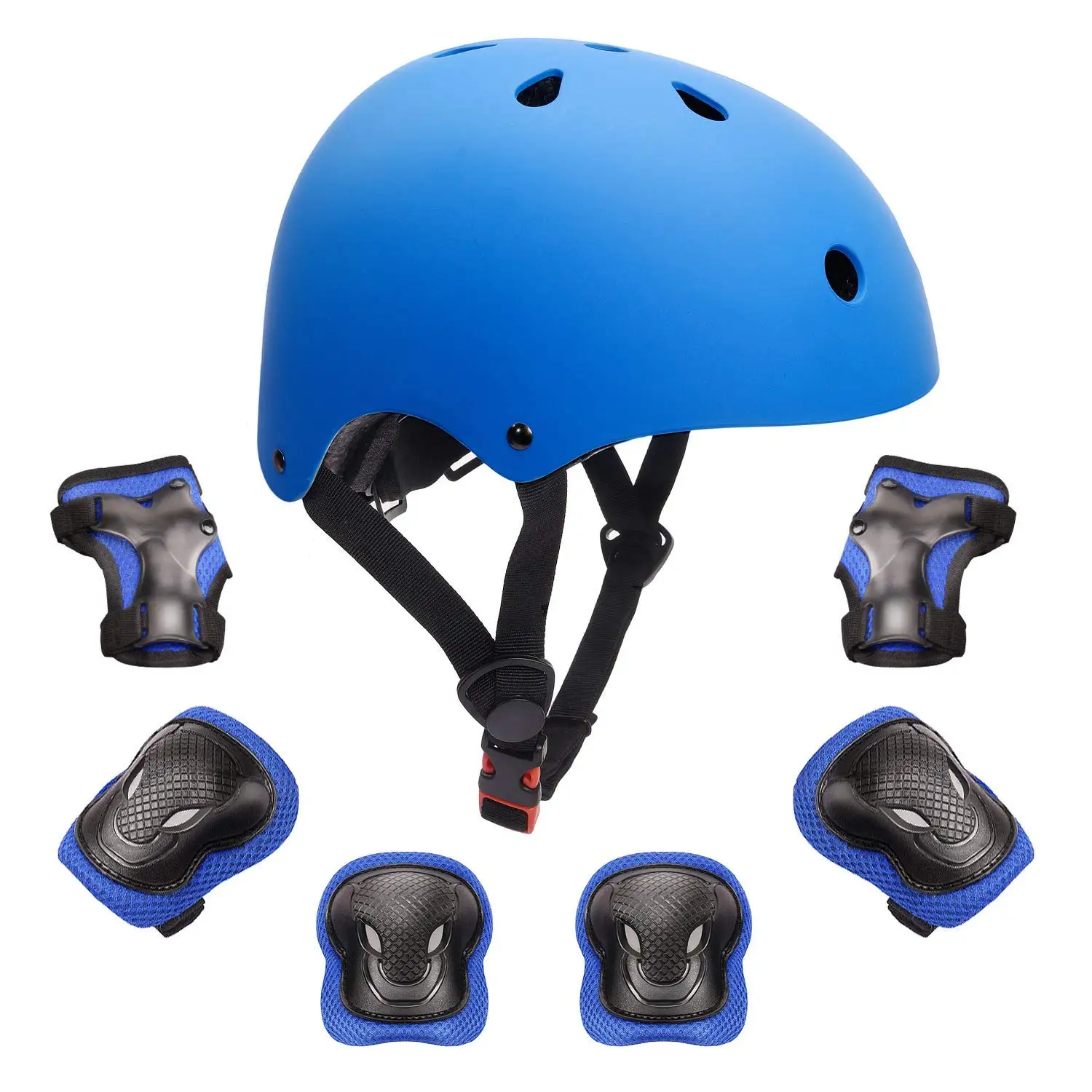 bicycle helmet and knee pads