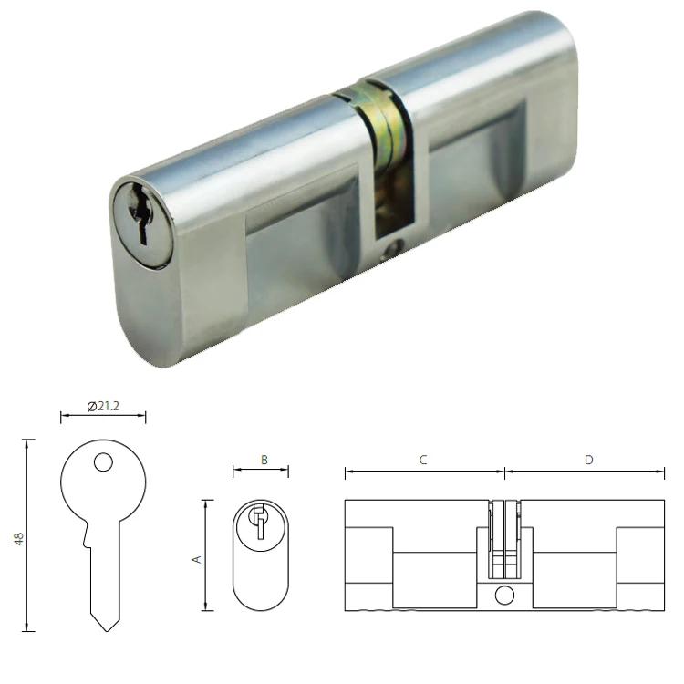 Double Open Cam Design Zamak Zinc Alloy Lock Cylinder For Door Lock