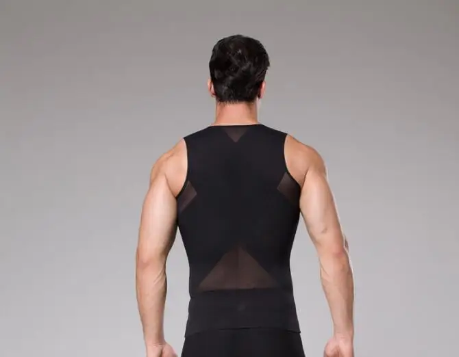 Mens Slimming Body Shaper Vest/T-Shirt With Zipper