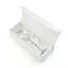 Customised logo crystal glasses champagne glass packaging gift box white magnet closure cardboard goblet boxes with satin lining