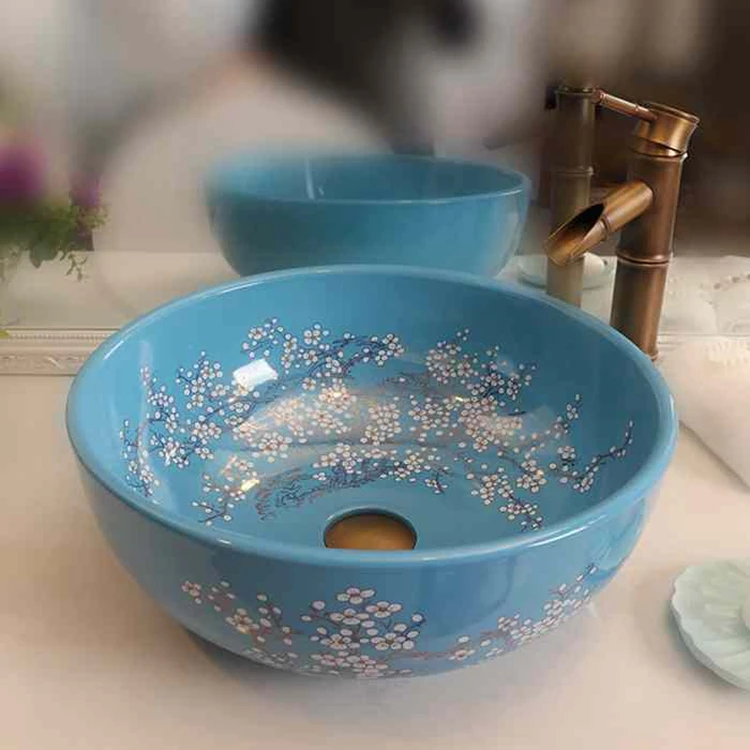 Oriental Hand Bemalt Keramik Porzellan Rot Waschbecken Schüssel Für