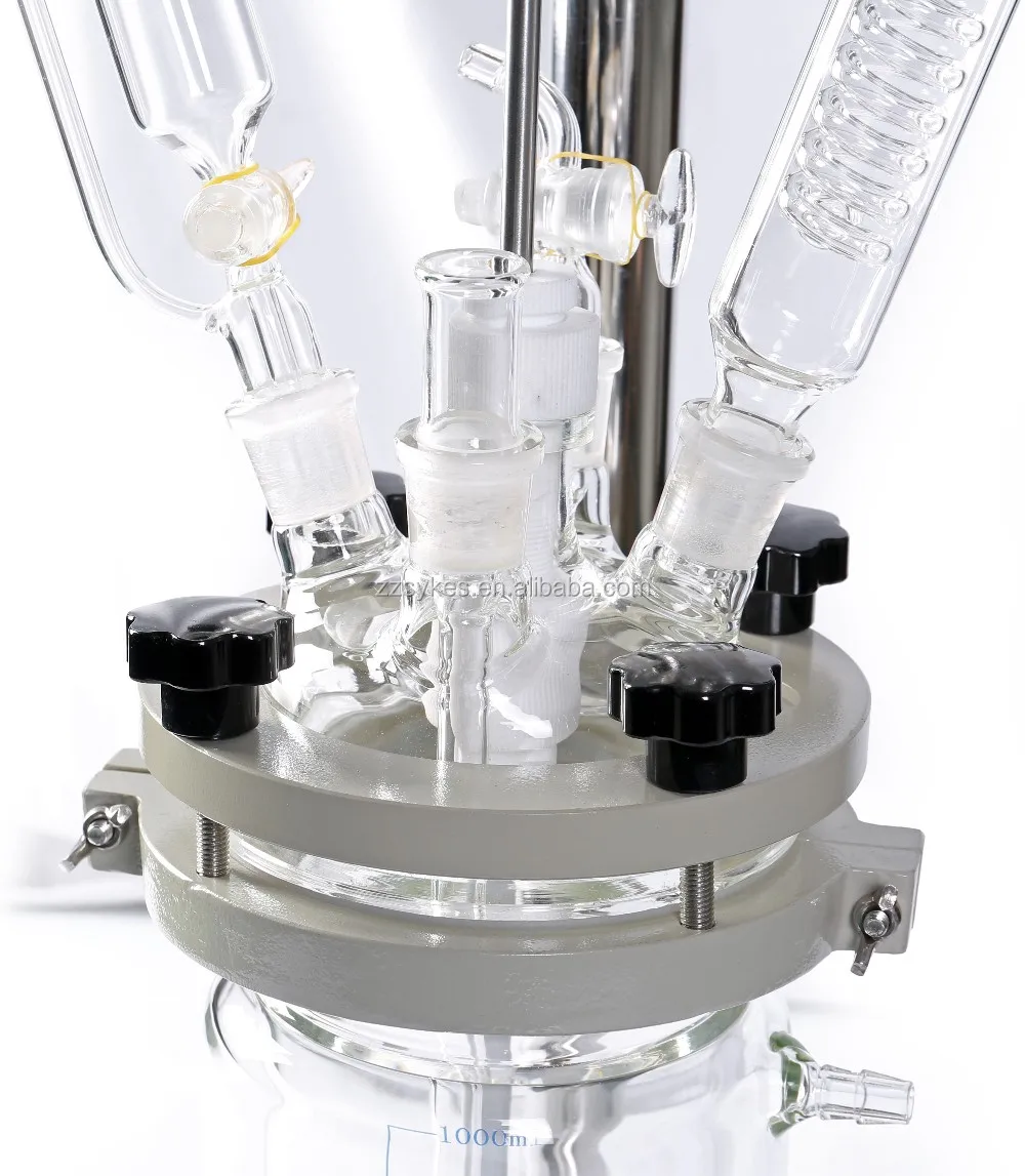 1l 2l 3l 5l Labscale Chemical Twowall Single Jacketed Continuous Stirred Tank Glass Reactor