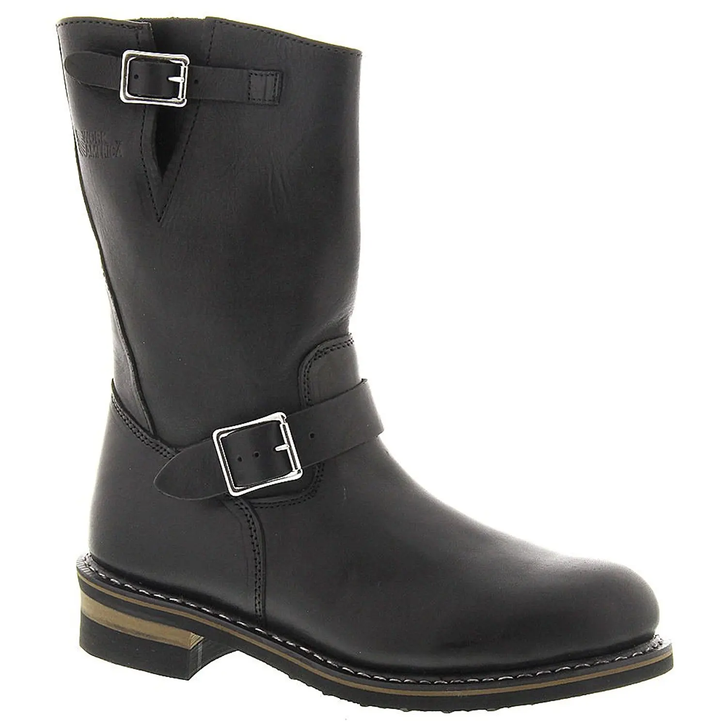 black steel toe pull on work boots