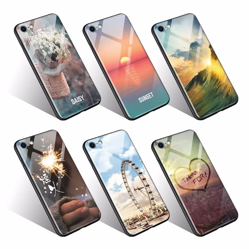 2018 Natural Scenery Tempered Glass Phone Cases For Iphone 6 Sunset ...