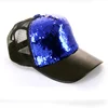 Wholesale 2019 Summer Pretty Adjustable Women Girls Hats Shiny Sequins Paillette Bling Mesh Baseball Cap