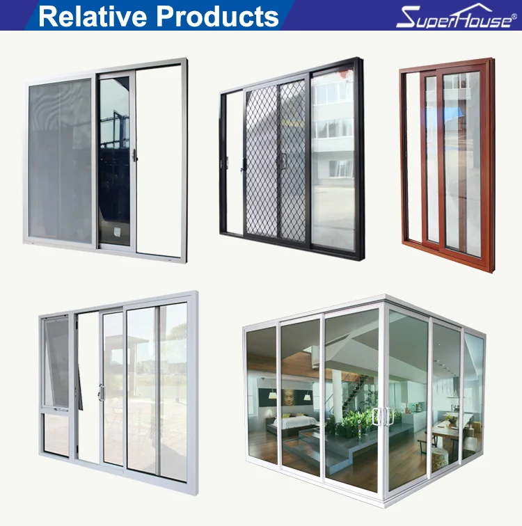Hurricane proof NFRC/ NOA/AS2047 standard commercial Non-thermal break aluminum second hand glass sliding doors