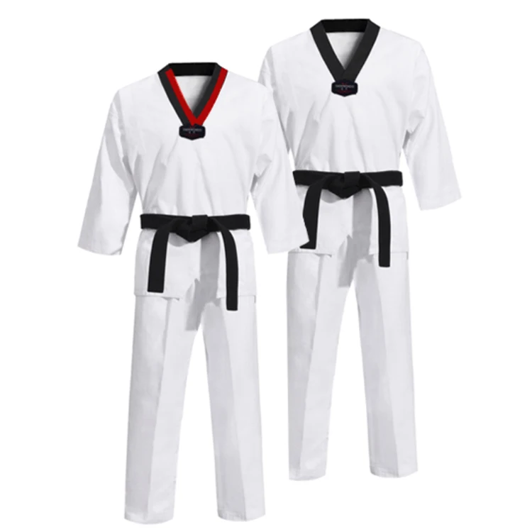 Taekwondo Summer Uniform Blue Stripe Pockets Mooto TKD Suits Doboks Short Sleeve