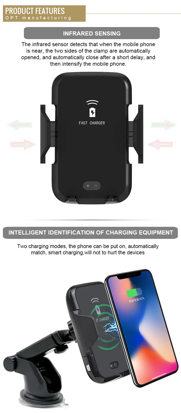 Multifunction Universal Portable Fast Qi Wireless Car Charger