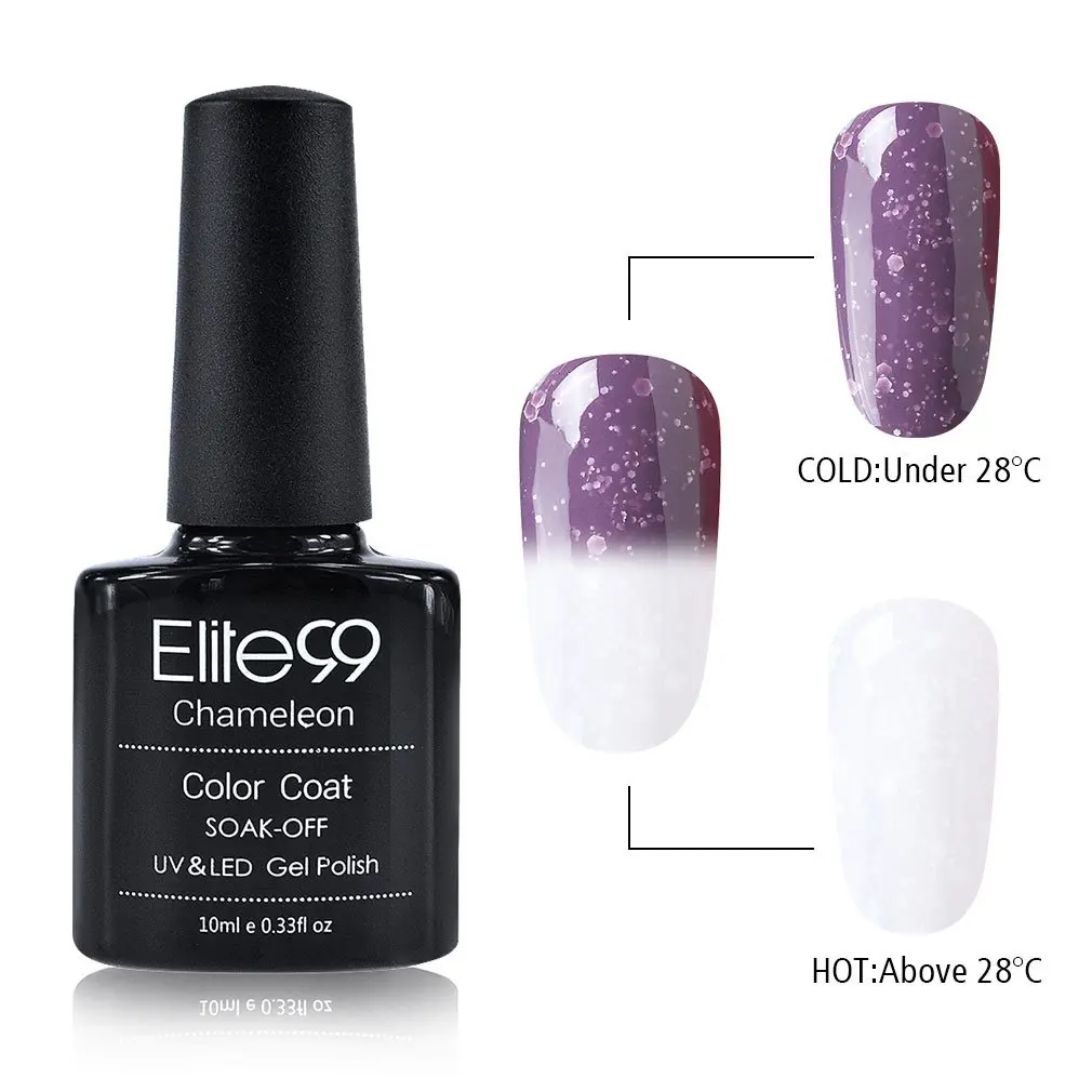Elite99 Gel Nail Polish, Snowy Thermal Temperature Color Changing Nail Polish, UV LED Soak Off Chameleon Nail Art Gel Polish 10ML 9717