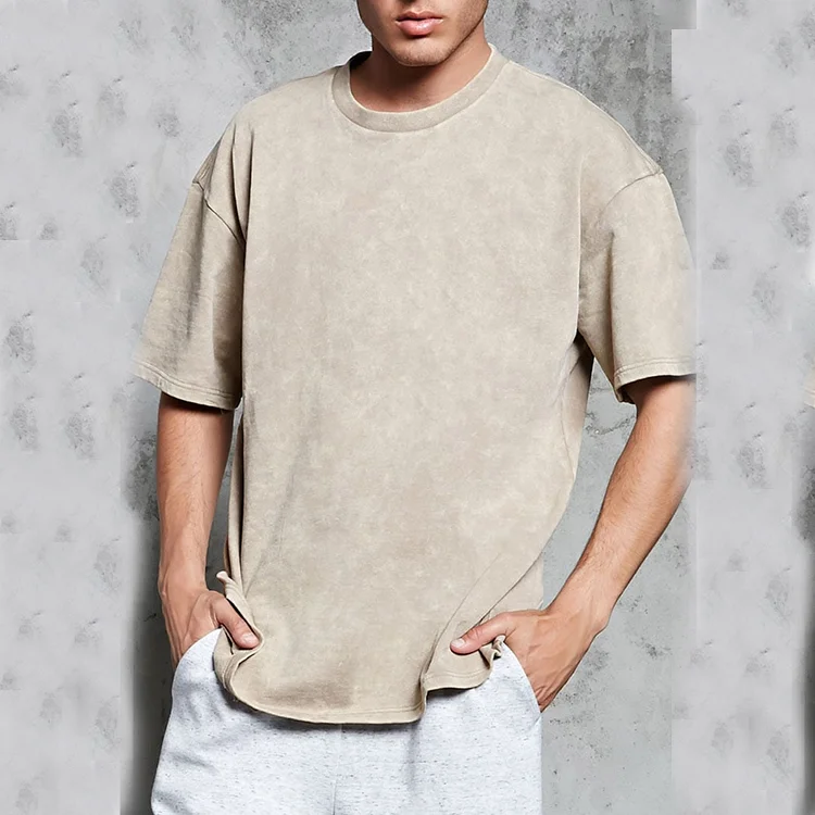 Men Blank Plain Acid Wash Distressed Knit Tee Oversized T Shirt - Buy ...