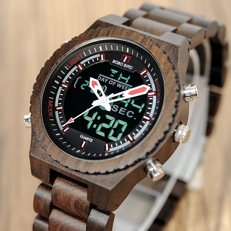 wooden led watch