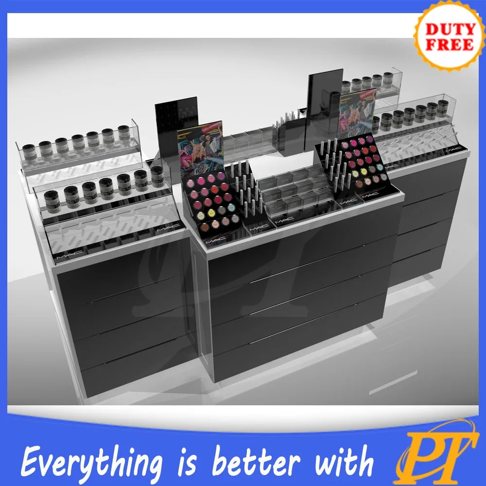 Wooden Cosmetic Makeup Display Stand Table For Skin Care Products