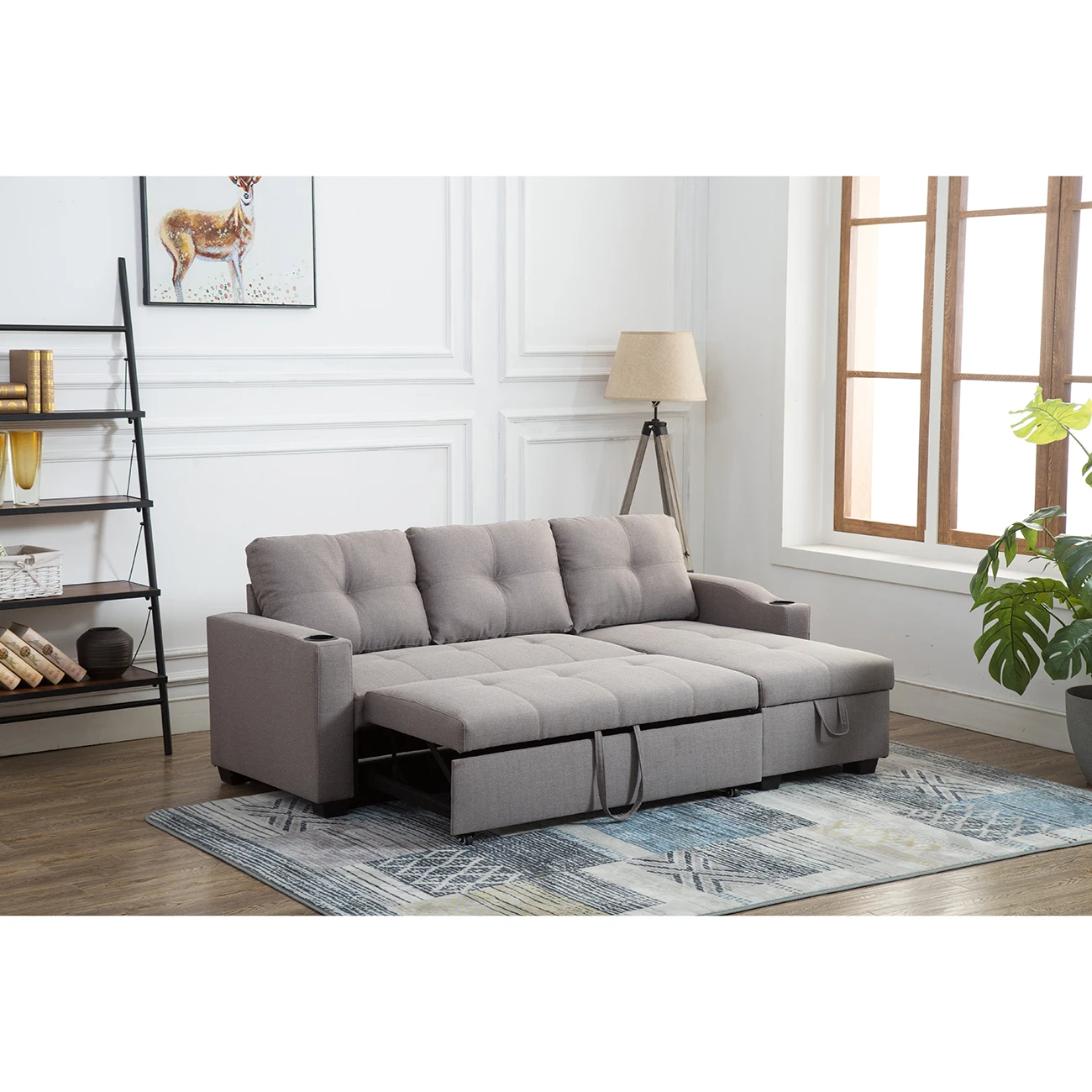 Modern home furniture folding sofa bed L shape sofa cum bed with ...