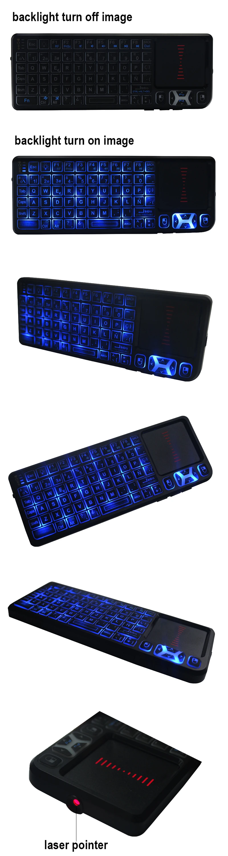Sungi Wireless Backlight Drivers Usb Mini Keyboard With Touchpad Laser