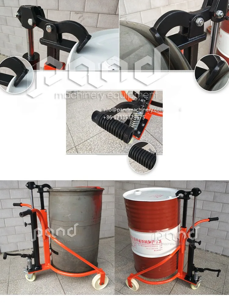 350kg Loading Pedal Type Round Oil Barrel Forklift Hydraulic Trolley