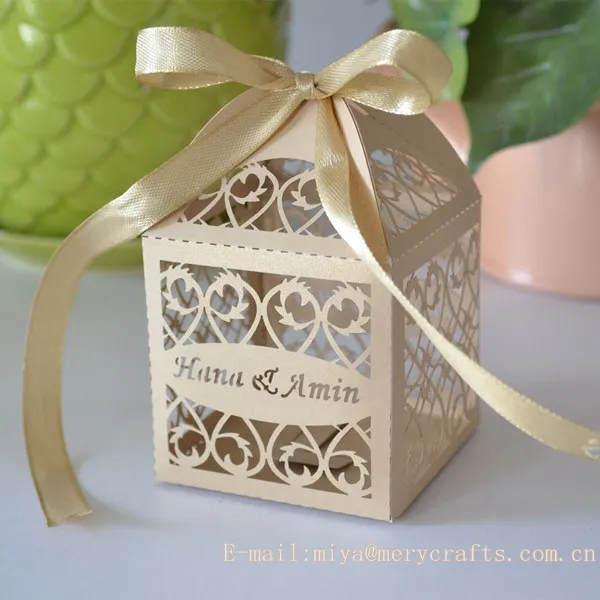 Beige, 60 COTOPHER Laser Cut Boxes 60pcs Thank You Gift Boxes Wedding Party Favor Boxes Lace Candy Boxes for Wedding Bridal Shower Baby Shower Birthday Party Decorations with Ribbons 
