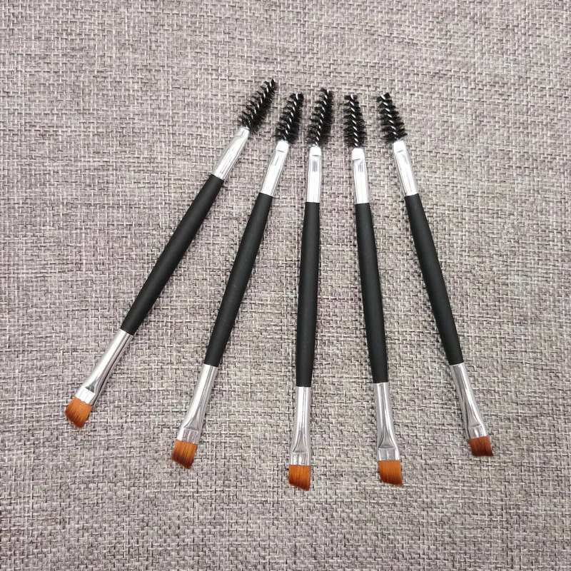 Double Ended Gold Brow Spoolie Brush Dual Angled Eyelash Eyebrow Brush