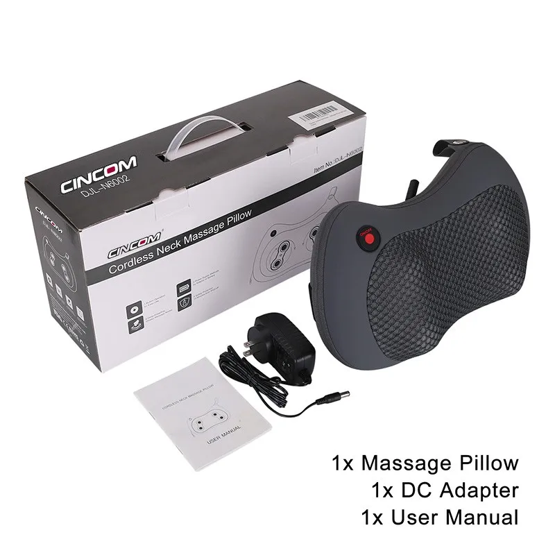 Battery Operated Vibrating Shiatsu Massage Neck Pillow Rechargeable ...