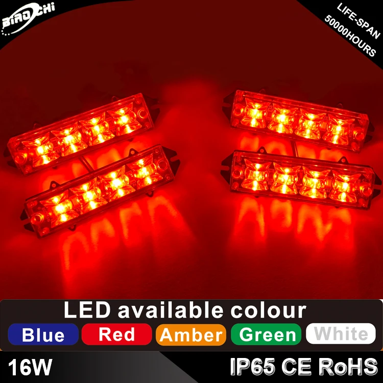 EverBrightt 2-Pack Red 3 LED Car Flash Light DRL Truck Emergency Strobe Flash Warning Light 12-24V