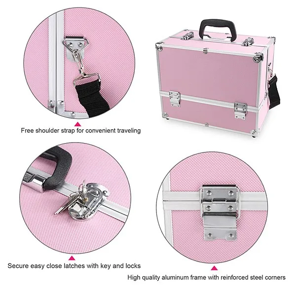 medium pink aluminium vanity case