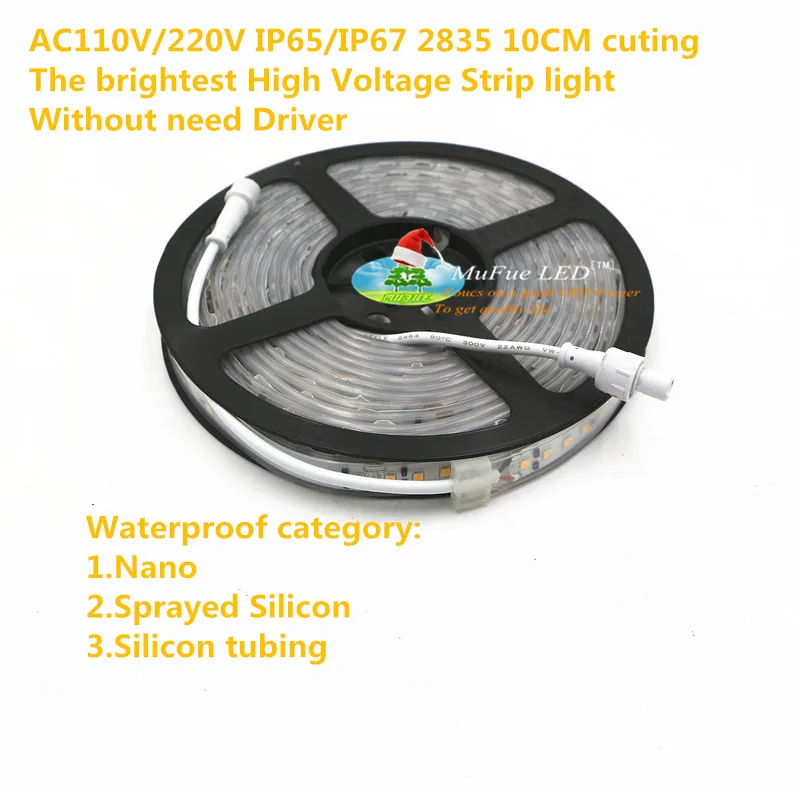 ac110v ac220v silicon rubber led strip 10cm as a cut unit