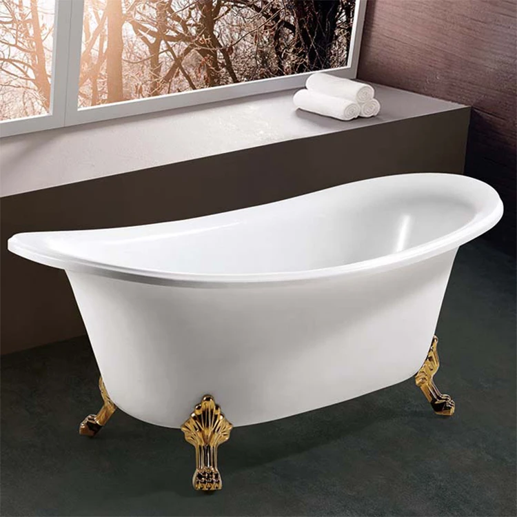Traditional Artificial Stone Royal Bathtub Slipper White Acrylic Gloss