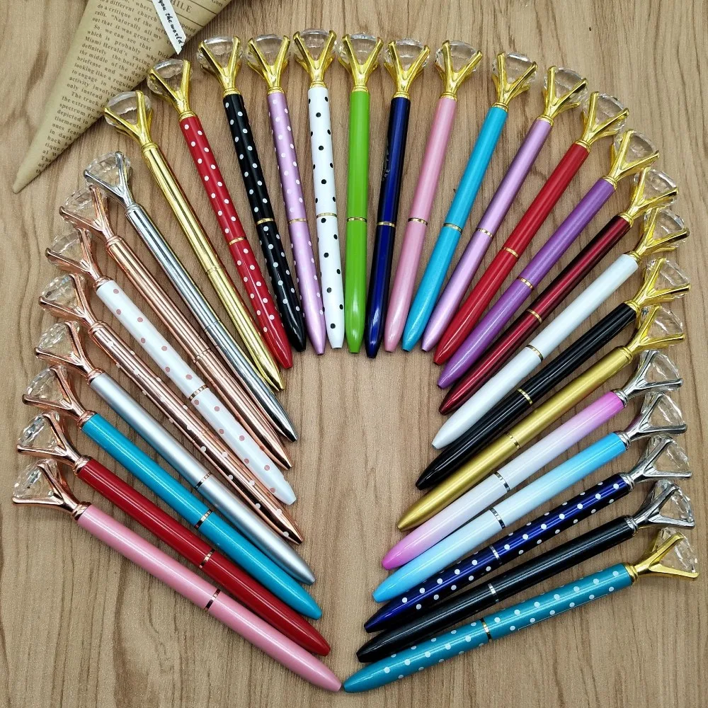 Big Diamond Ballpoint Pen Gift Queen Mace Shape Pen Gold Rose Gold