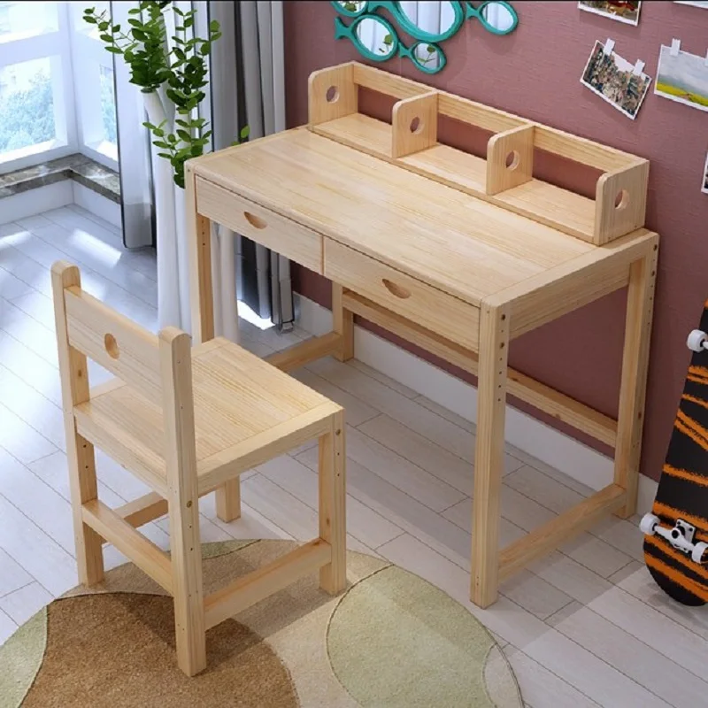 wooden desk and chair for child
