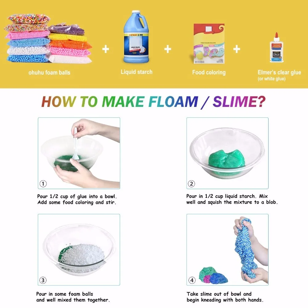 Slime Kit Diy Creative Craft Colorful Plastic Fishbowl Beads Foam Beads