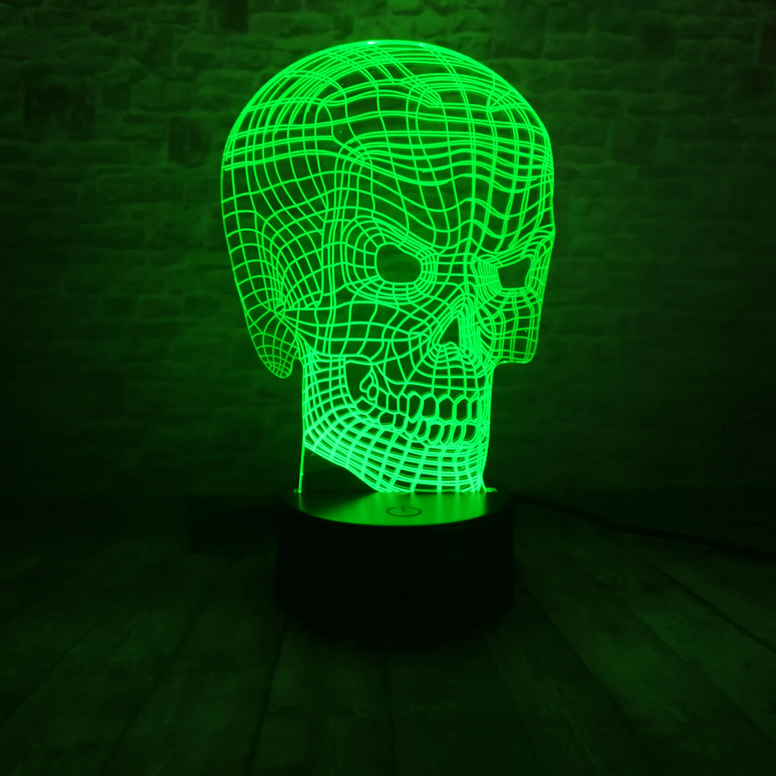 New Arrival 3D Vision Atmosphere Multicolored Skull Night Lights Touch Led living/bedroom table/desk Lamp Kids Novelty Toy Gift