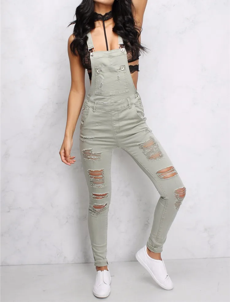 ladies ripped dungarees