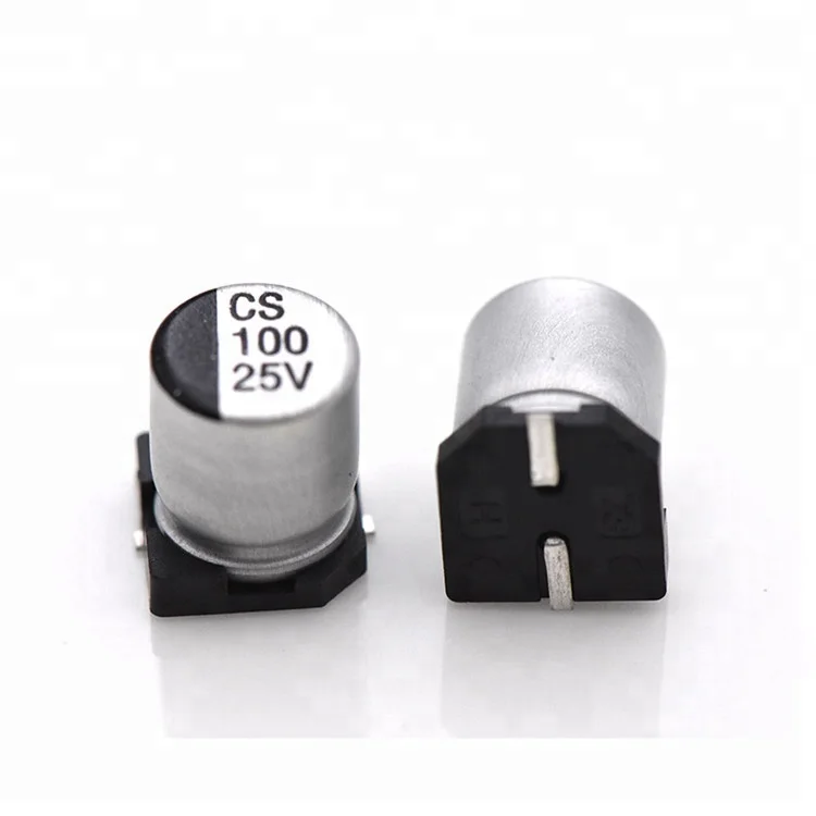 Surface Mount 100uf 25v Chip Type Electrolytic Capacitor Aluminum