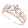 Wholesale hot selling rose golden crown white pearl hair hoop wedding bridal tiara hair accessories